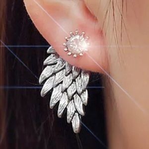 Dazzling Silver Crystal Angel Wing Earrings